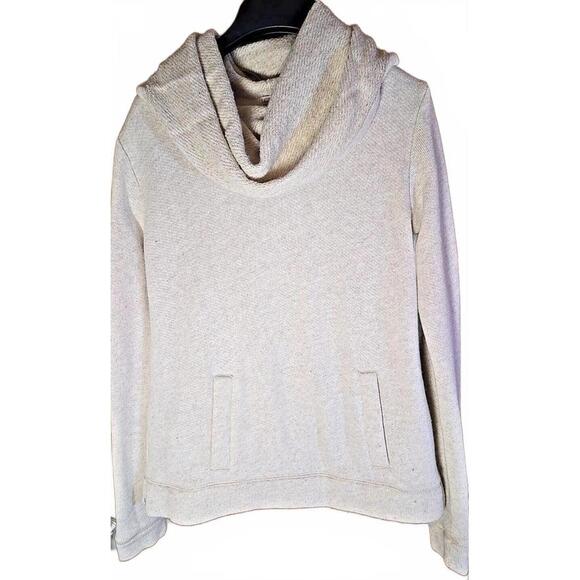 J. Crew Tops - J. Crew Cowl Neck Sweatshirt Petite Medium Oat Cream Wool Cotton Blend Pockets